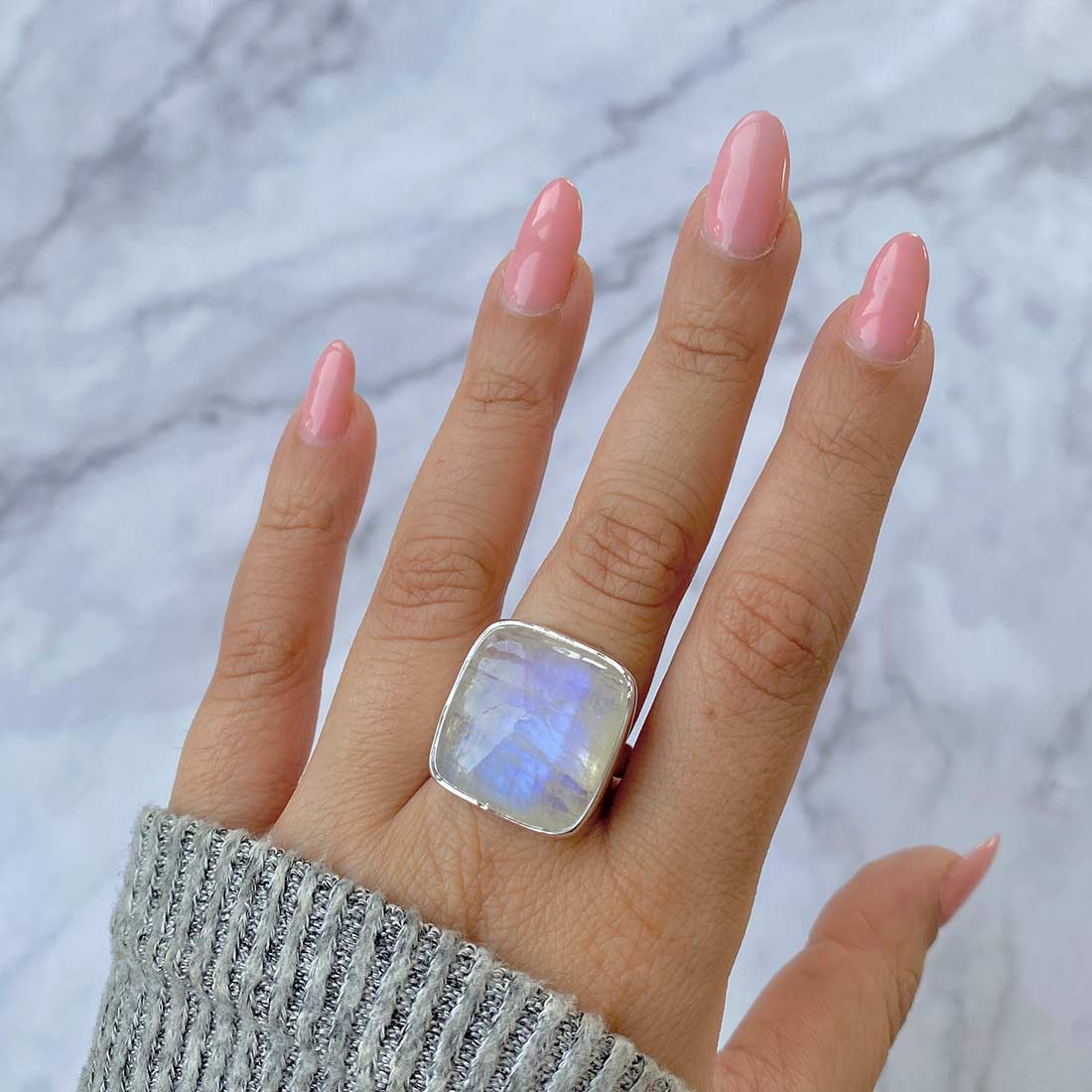 Moonstone Adjustable Ring-(RBM-R-56.)